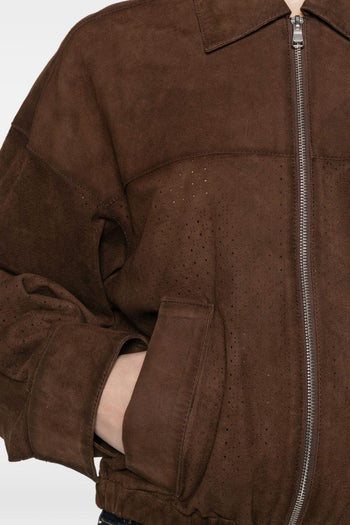 Giubbotto Marrone Cacao Donna Pelle Traforata - 4