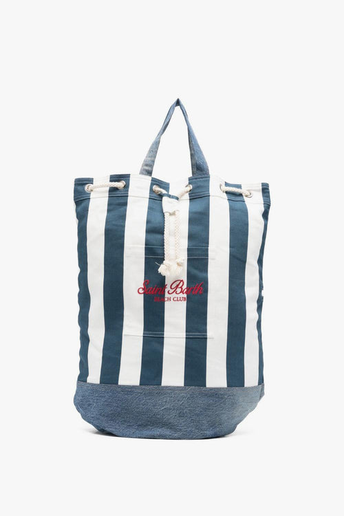 Saint Barth Zaino Righe Uomo Bianco-Blu