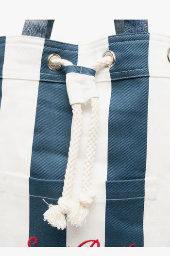 Saint Barth Zaino Righe Uomo Bianco-Blu - 3