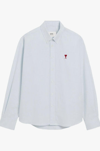Ami Paris Camicia Uomo Righe Bianco Azzurro - 5