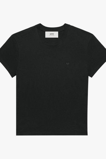 Ami Paris Uomo T-shirt Nero Ricamo Cuore in Tono - 6