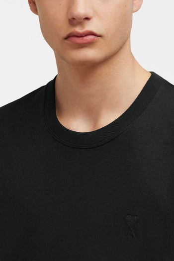 Ami Paris Uomo T-shirt Nero Ricamo Cuore in Tono - 5