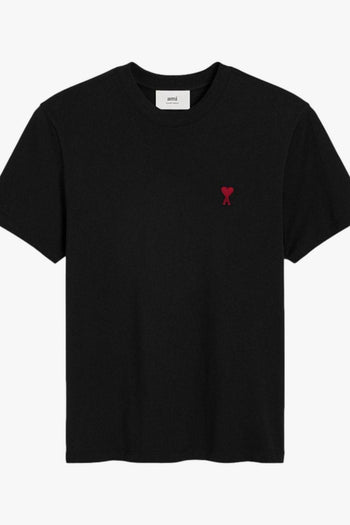 Ami Paris T Shirt Cuore Rosso Uomo Nero - 7