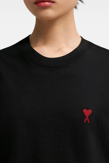Ami Paris T Shirt Cuore Rosso Uomo Nero - 5