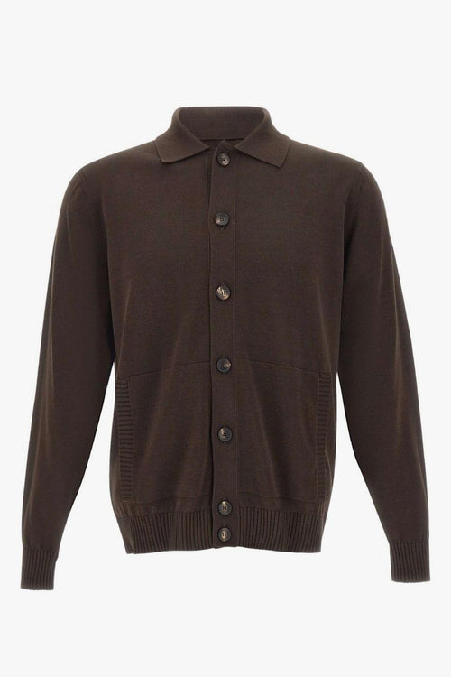 Caridgan Colletto Polo Uomo Marrone