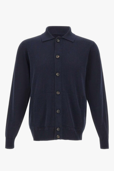 Cardigan Colletto Polo Uomo Blu