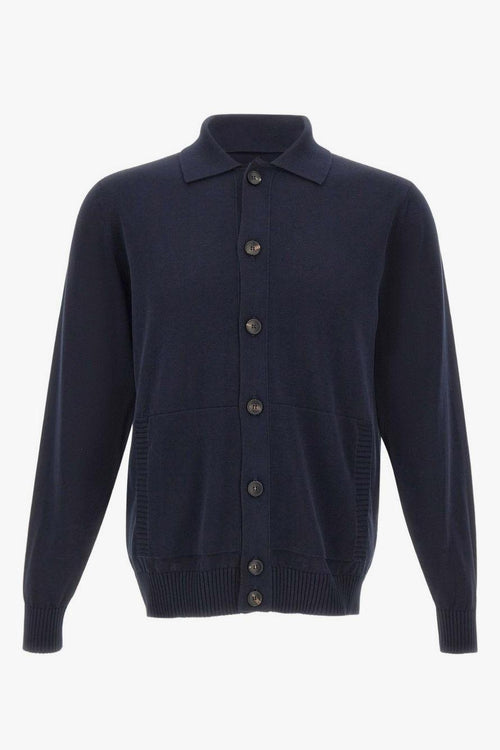 Cardigan Colletto Polo Uomo Blu