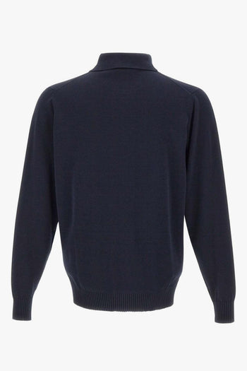 Cardigan Colletto Polo Uomo Blu - 2
