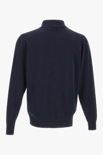 Cardigan Colletto Polo Uomo Blu - 7