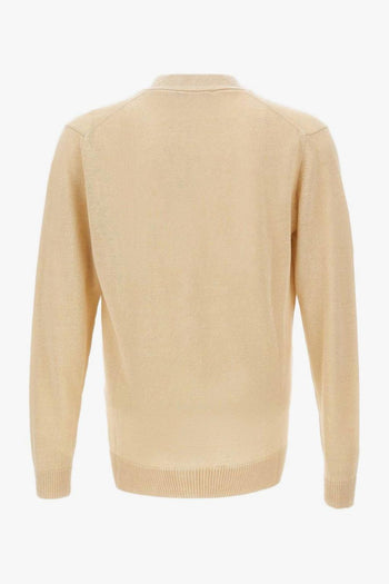 Cardigan Bottoni Uomo Beige - 3