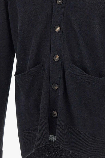 Cardigan Bottoni Uomo Nero - 5