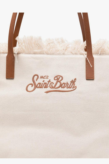 Saint Barth Borsa City Bag Fringe Donna Bianco - 4