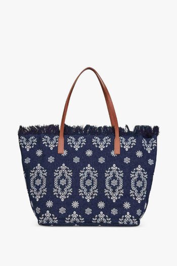 Saint Barth Borsa City Bag Fringe Bandana Donna Blu - 3