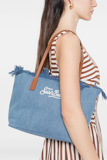 Saint Barth Borsa City Bag Fringe Donna Blu - 3
