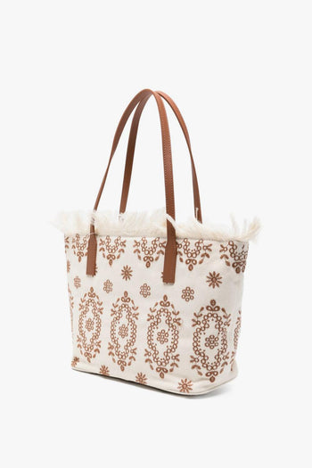 Saint Barth Borsa City Bag Fringe Bandana Donna Beige - 4