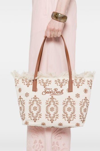 Saint Barth Borsa City Bag Fringe Bandana Donna Beige - 5