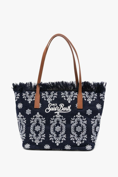Saint Barth Borsa City Bag Fringe Bandana Donna Blu