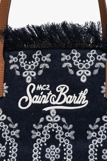 Saint Barth Borsa City Bag Fringe Bandana Donna Blu - 2