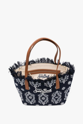 Saint Barth Borsa City Bag Fringe Bandana Donna Blu - 3