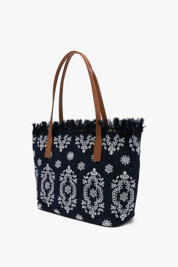 Saint Barth Borsa City Bag Fringe Bandana Donna Blu - 4