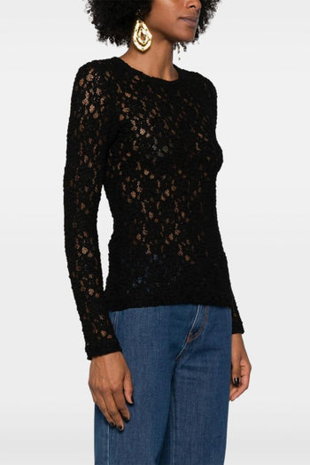 Blusa Nero Donna semi trasparente - 3