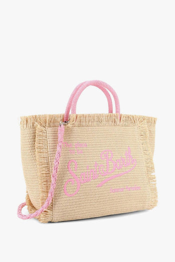 Saint Barth Borsa Colette Straw Donna Beige-Rosa - 3