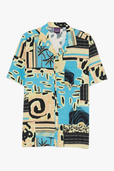 Ex Machina Camicia Palme Uomo Azzurro