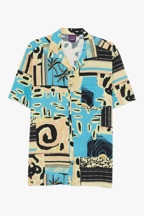 Ex Machina Camicia Palme Uomo Azzurro