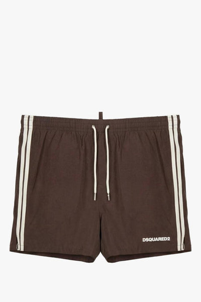 2 Boxer Bande Laterali Uomo Marrone