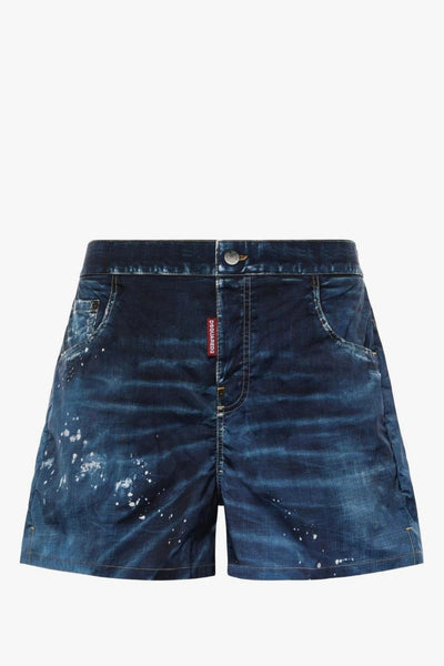 2 Boxer Stampa Denim Uomo Blu