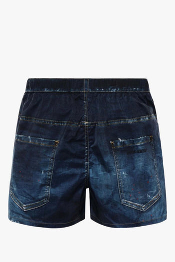 2 Boxer Stampa Denim Uomo Blu - 2
