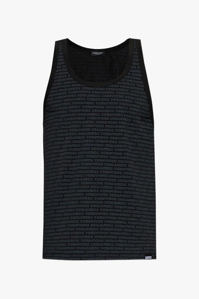 2 Canotta Logo All Over Uomo Nero