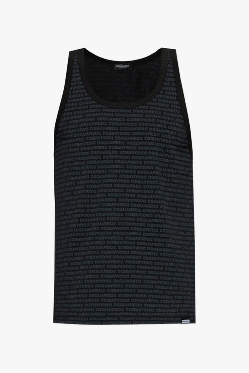 2 Canotta Logo All Over Uomo Nero