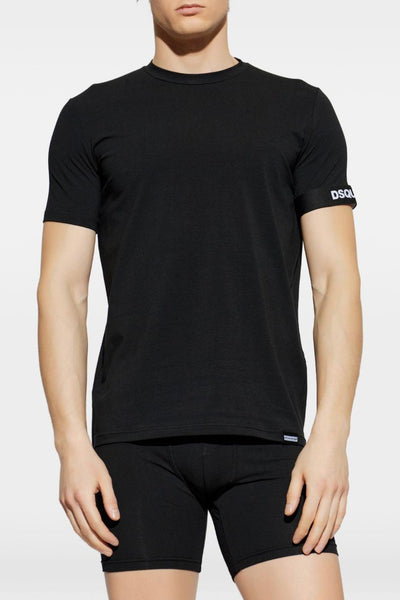 2 T-shirt Logo Manica Uomo Nero