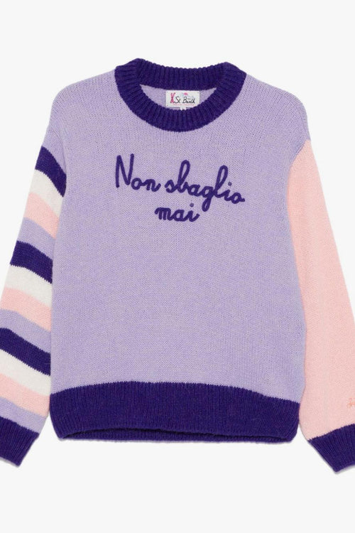 Saint Barth Maglia Viola Donna Ricamo Non Sbaglio Mai