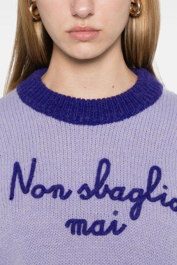 Saint Barth Maglia Viola Donna Ricamo Non Sbaglio Mai - 3