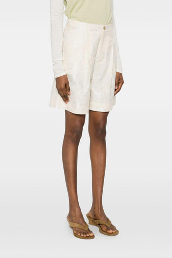Bermuda Jacquard Fiori Donna Bianco - 4