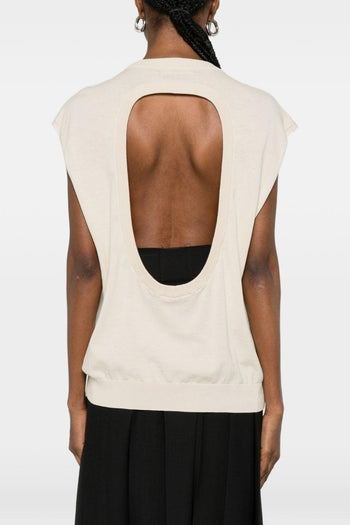 Gilet Cut Out Donna Beige - 5