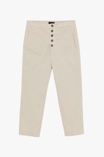 Jeans Beige Donna Bottoni a Vista - 5