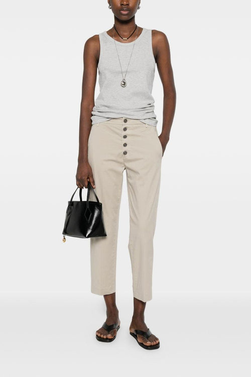 Jeans Beige Donna Bottoni a Vista