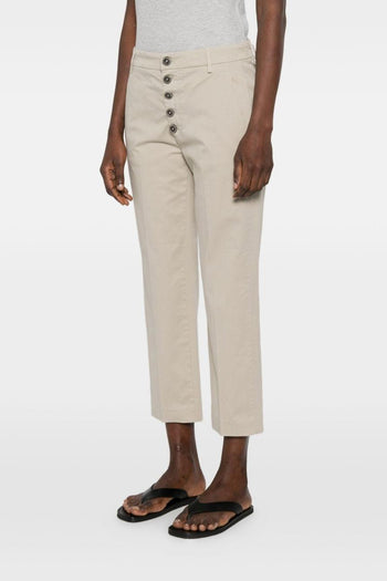 Jeans Beige Donna Bottoni a Vista - 2