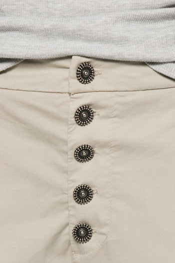 Jeans Beige Donna Bottoni a Vista - 4