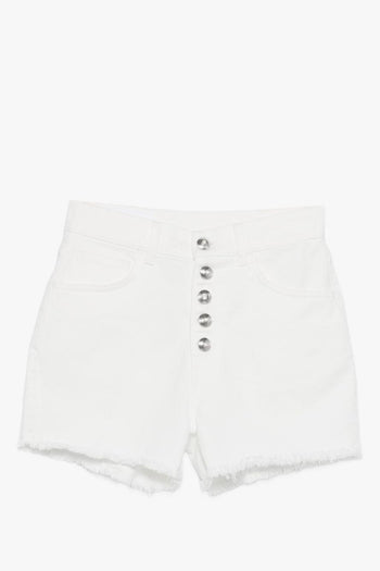 Shorts Bianco Donna con Bottoni - 5