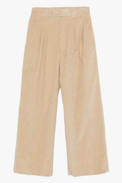 Pantalone Beige Donna Doppia Pince