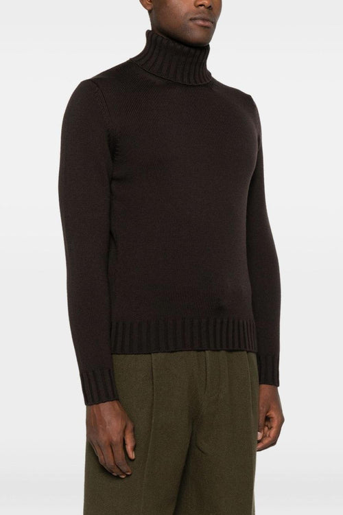 Maglia Marrone Uomo Collo Alto