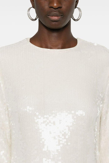 Abito Beige Donna Paillettes All Over - 4