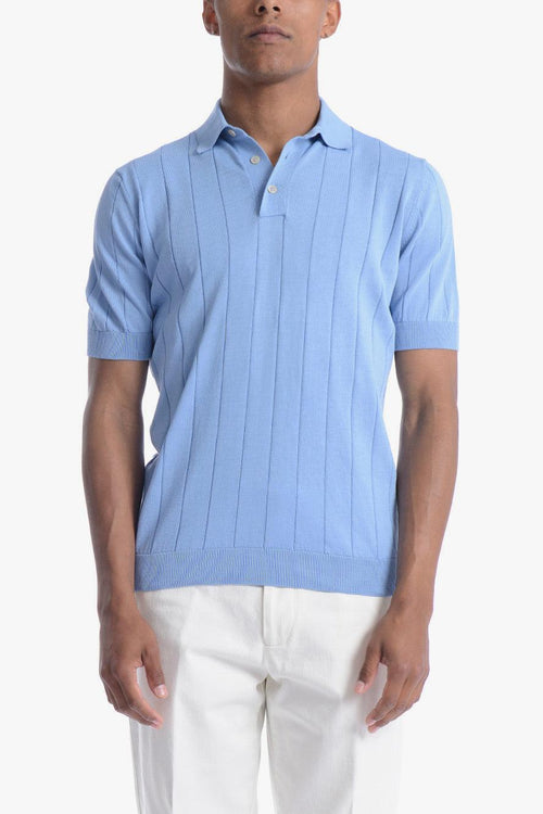 Uomo Polo Azzurro a Coste