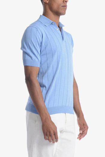 Uomo Polo Azzurro a Coste - 3