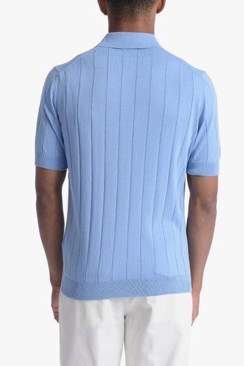 Uomo Polo Azzurro a Coste - 4