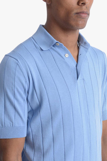 Uomo Polo Azzurro a Coste - 5